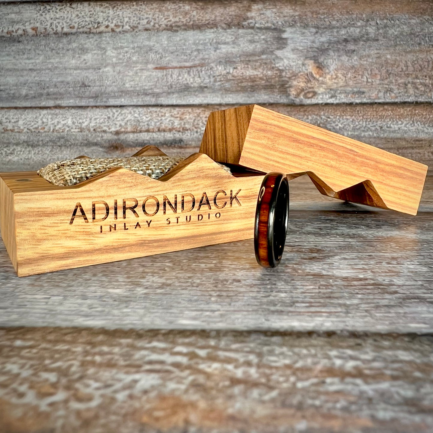 Slim 4mm Koa wood Black Tungsten Carbide Band - Premium Custom Jewelry from Adirondack Inlay Studio LLC - Just $114! Shop now at Adirondack Inlay Studio LLC