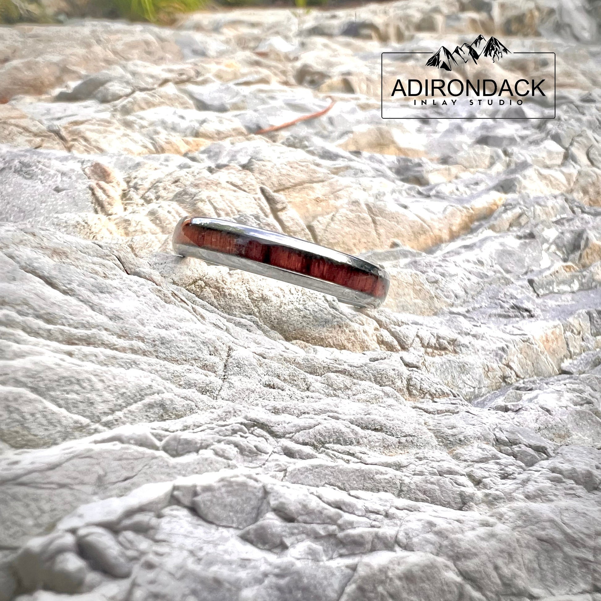4mm Tungsten Ring, Koa Wood ring, Wood Inlay ring, wood band, nature inspired ring, Mens Wood Ring, Womans Wood Ring, Nature Wedding Band - Premium Custom Jewelry from Adirondack Inlay Studio LLC - Just $119! Shop now at Adirondack Inlay Studio LLC