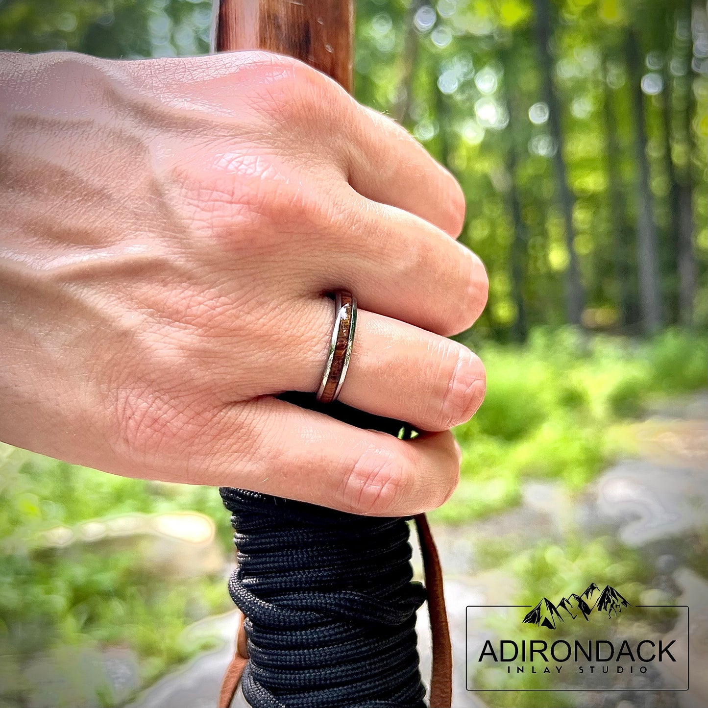4mm Tungsten Ring, Koa Wood ring, Wood Inlay ring, wood band, nature inspired ring, Mens Wood Ring, Womans Wood Ring, Nature Wedding Band - Premium Custom Jewelry from Adirondack Inlay Studio LLC - Just $119! Shop now at Adirondack Inlay Studio LLC