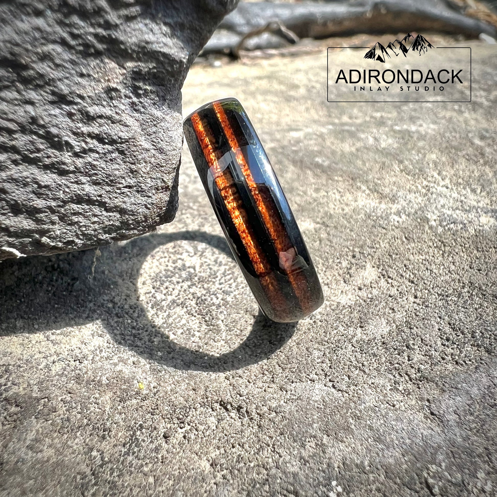6mm KOA WOOD DOUBLE CHANNEL RING - BLACK TUNGSTEN CARBIDE BAND - Premium Custom Jewelry from Adirondack Inlay Studio LLC - Just $124! Shop now at Adirondack Inlay Studio LLC