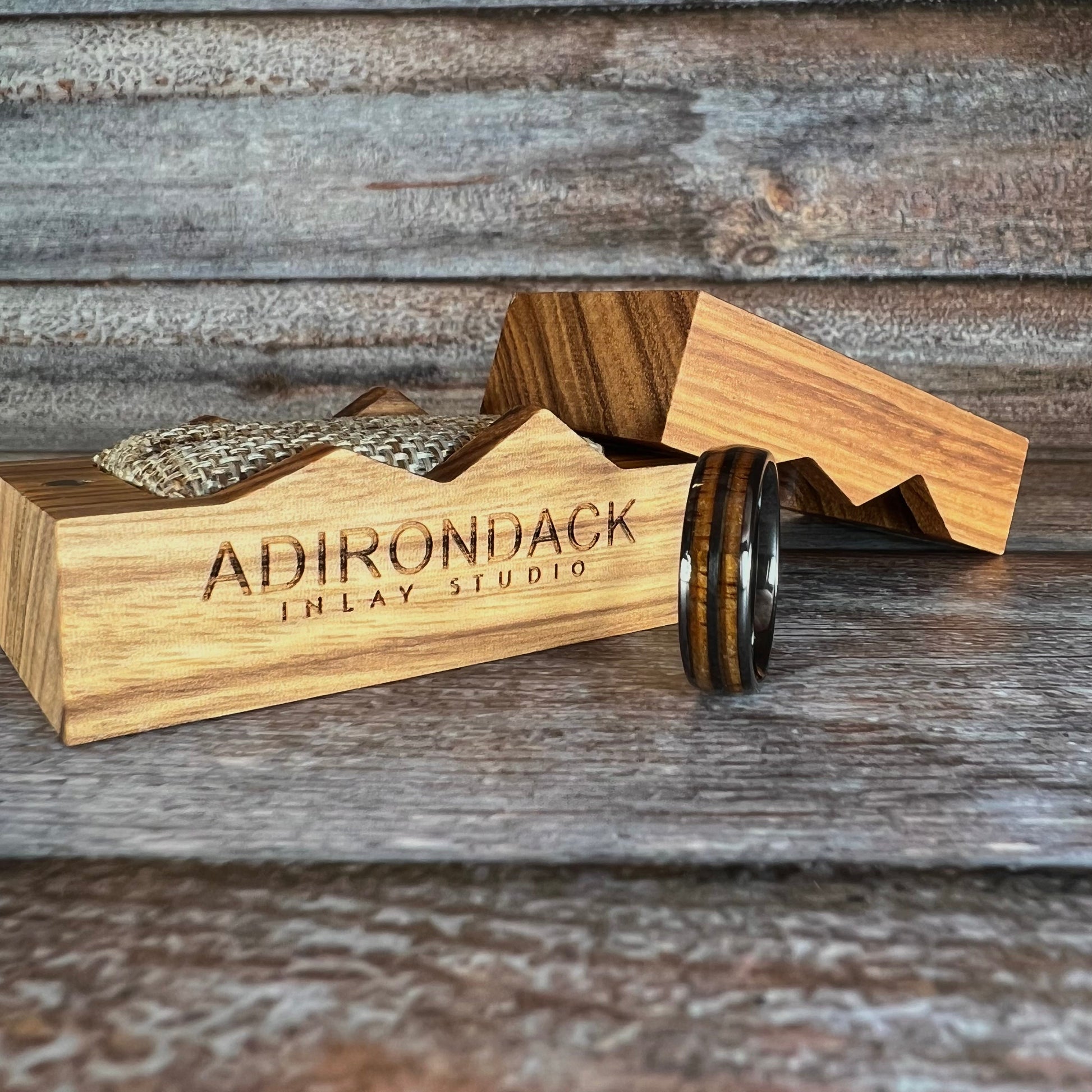 6mm Double Channel Black Zirconia Band, Koa Wood ring, Wood Inlay ring, wood band, nature inspired ring, Mens Wood Ring, Womans Wood Ring, Nature Wedding Band - Premium Custom Jewelry from Adirondack Inlay Studio LLC - Just $119! Shop now at Adirondack Inlay Studio LLC