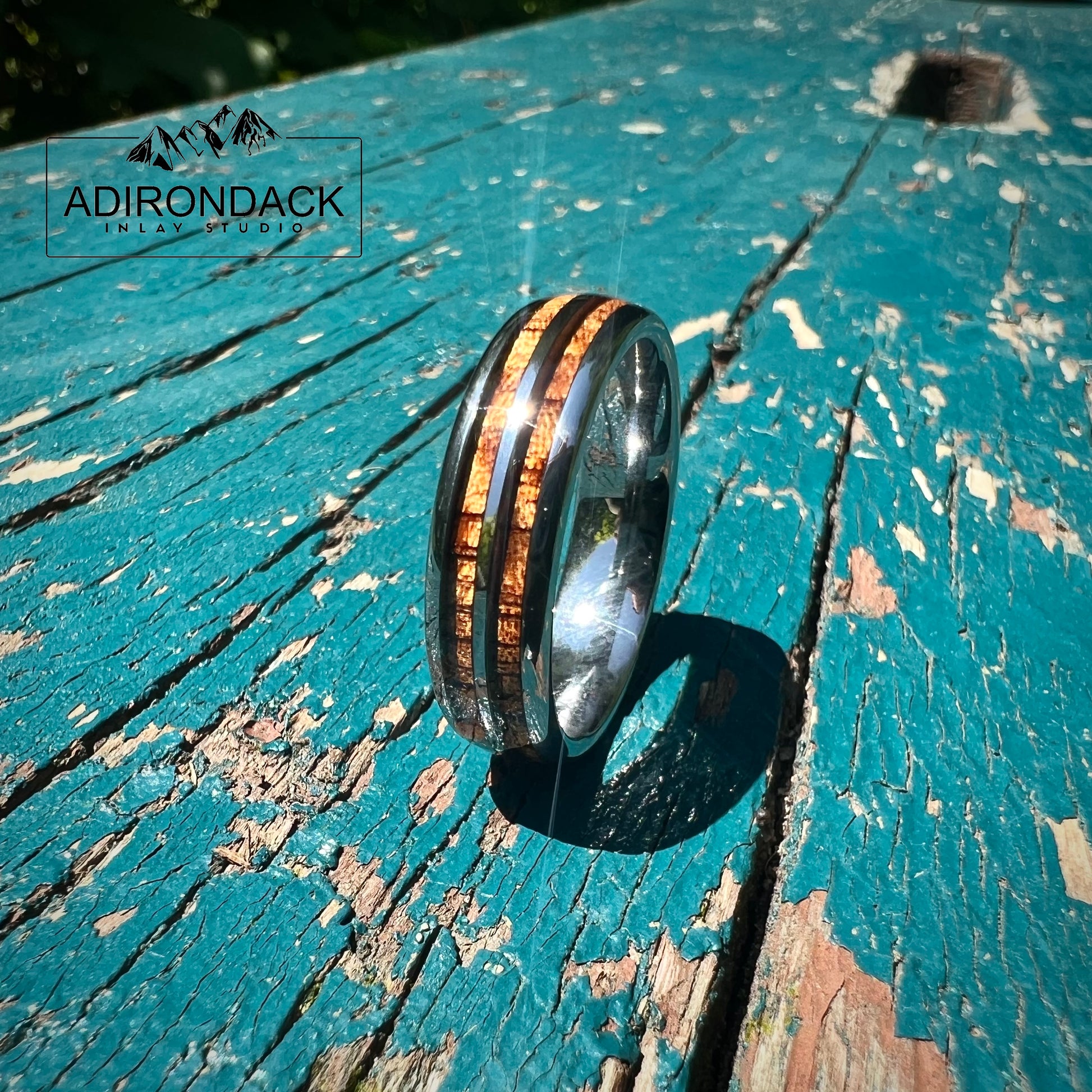 6mm KOA WOOD DOUBLE CHANNEL RING - TUNGSTEN CARBIDE BAND - Premium Custom Jewelry from Adirondack Inlay Studio LLC - Just $124! Shop now at Adirondack Inlay Studio LLC