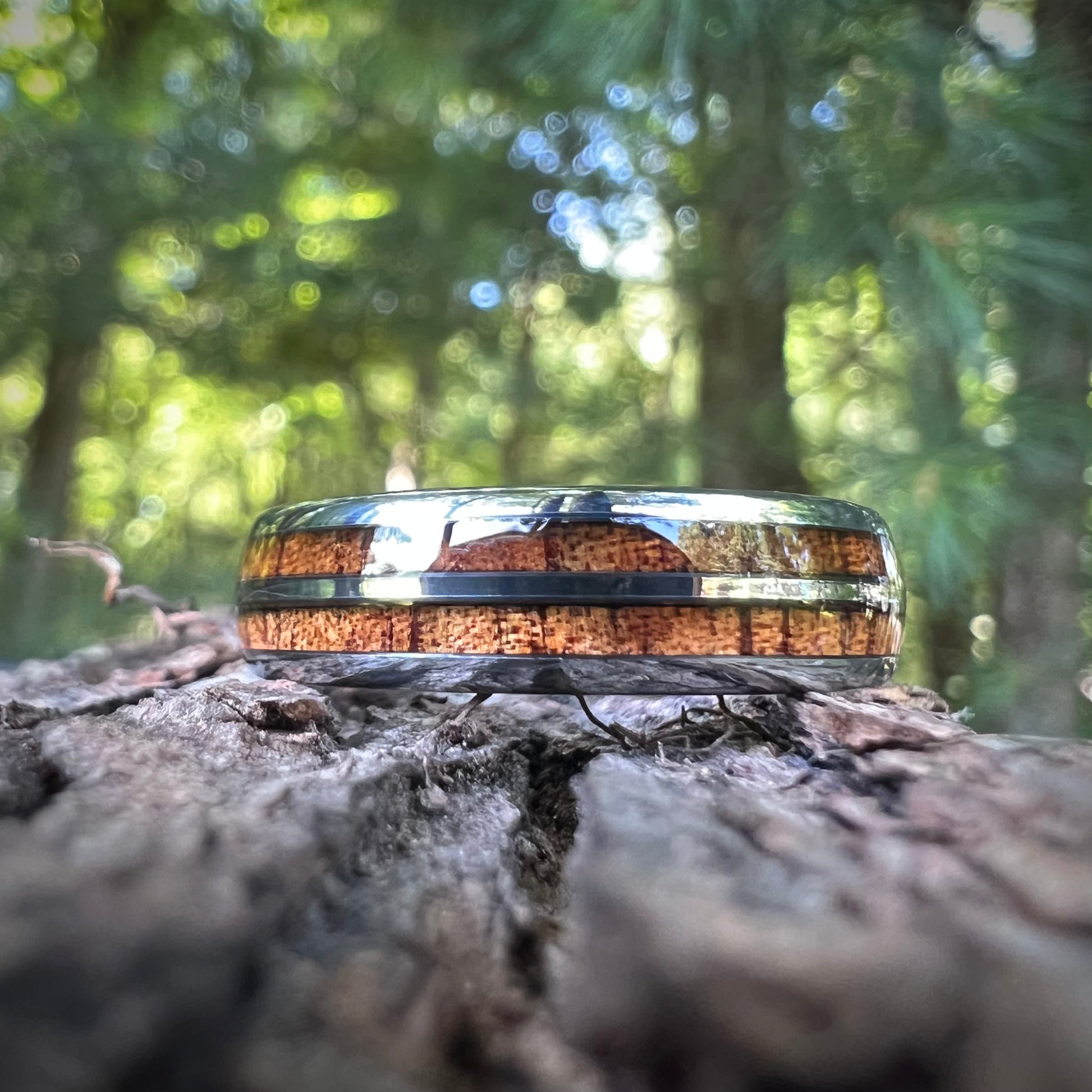 6mm KOA WOOD DOUBLE CHANNEL RING - TUNGSTEN CARBIDE BAND - Premium Custom Jewelry from Adirondack Inlay Studio LLC - Just $124! Shop now at Adirondack Inlay Studio LLC