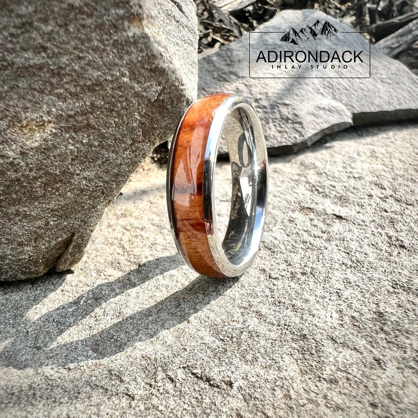 6mm Rounded Tungsten Band, Koa Wood ring, Wood Inlay ring, wood band, nature inspired ring, Mens Wood Ring, Womans Wood Ring, Alternative Wedding Band - Premium Custom Jewelry from Adirondack Inlay Studio LLC - Just $116! Shop now at Adirondack Inlay Studio LLC