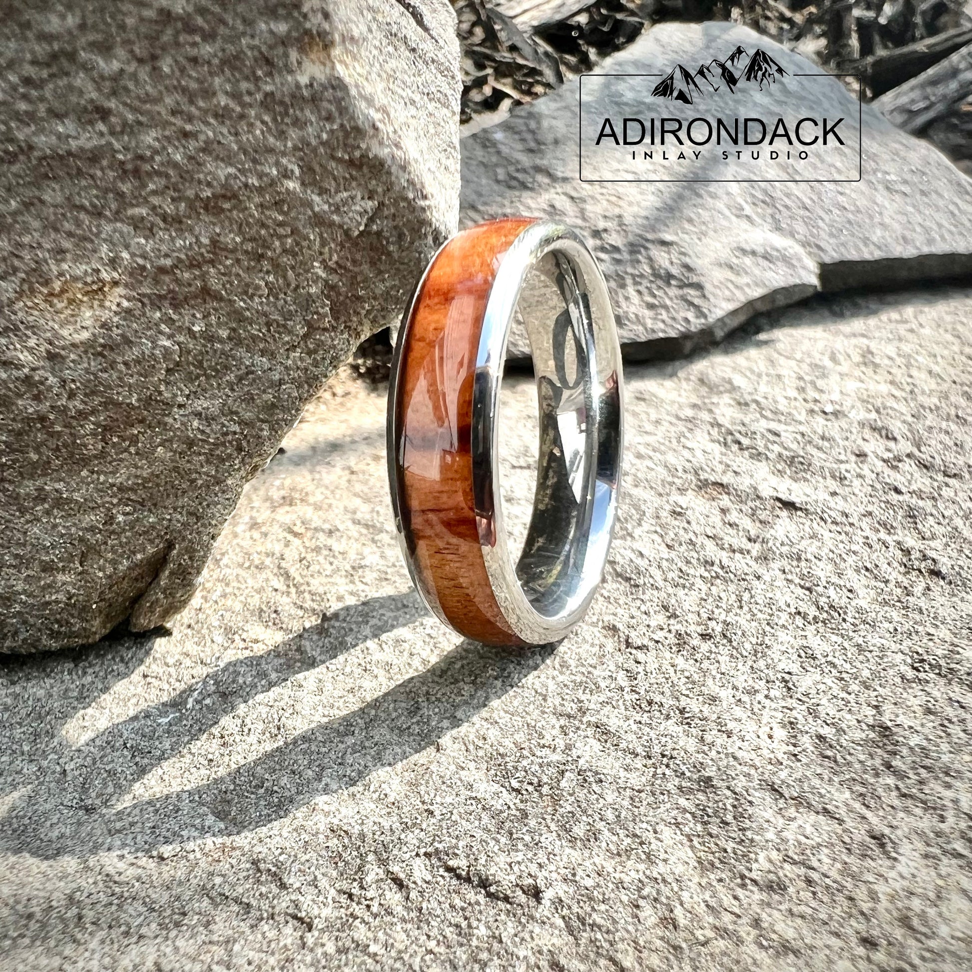 6mm Rounded Tungsten Band, Koa Wood ring, Wood Inlay ring, wood band, nature inspired ring, Mens Wood Ring, Womans Wood Ring, Alternative Wedding Band - Premium Custom Jewelry from Adirondack Inlay Studio LLC - Just $116! Shop now at Adirondack Inlay Studio LLC