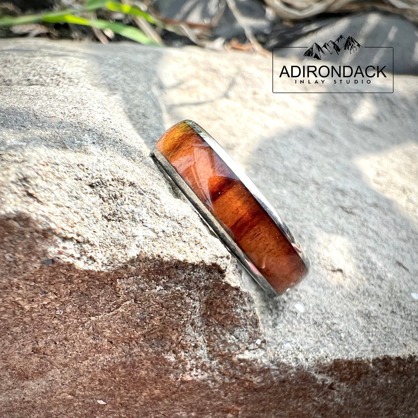 6mm Rounded Tungsten Band, Koa Wood ring, Wood Inlay ring, wood band, nature inspired ring, Mens Wood Ring, Womans Wood Ring, Alternative Wedding Band - Premium Custom Jewelry from Adirondack Inlay Studio LLC - Just $116! Shop now at Adirondack Inlay Studio LLC