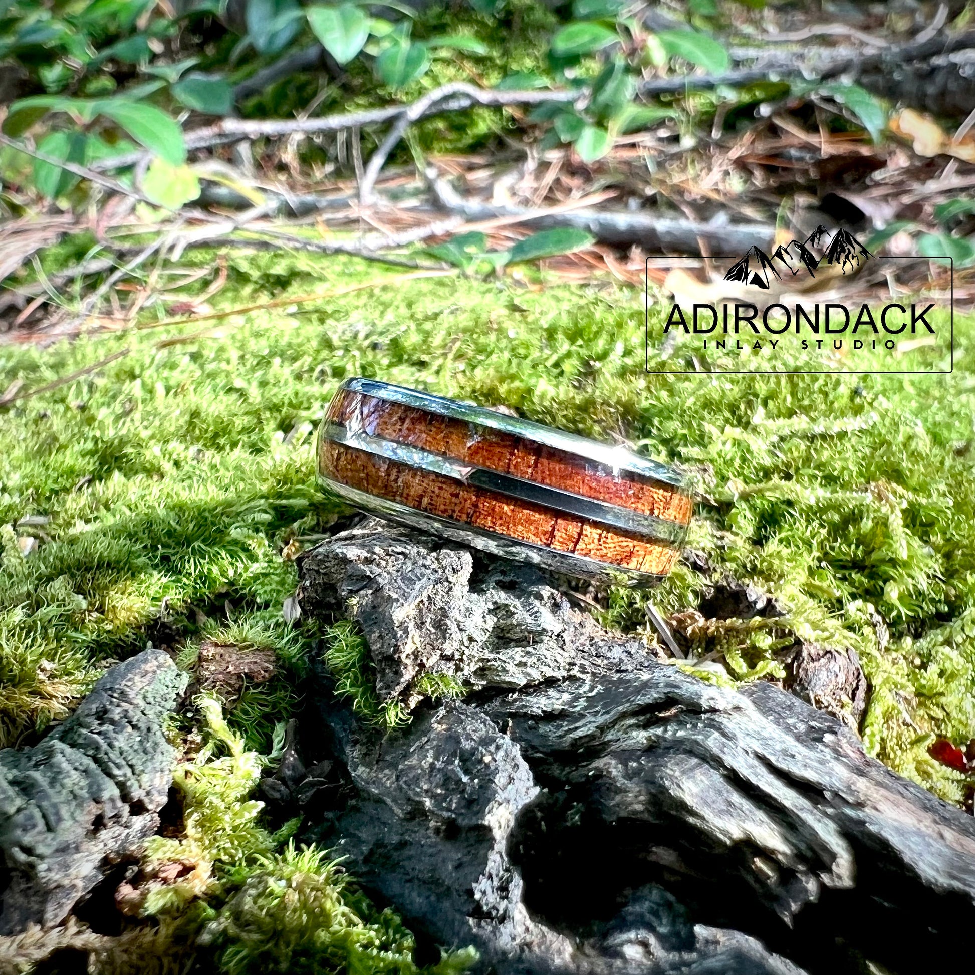 8mm KOA WOOD DOUBLE CHANNEL RING - TUNGSTEN CARBIDE BAND - Premium Custom Jewelry from Adirondack Inlay Studio LLC - Just $124! Shop now at Adirondack Inlay Studio LLC