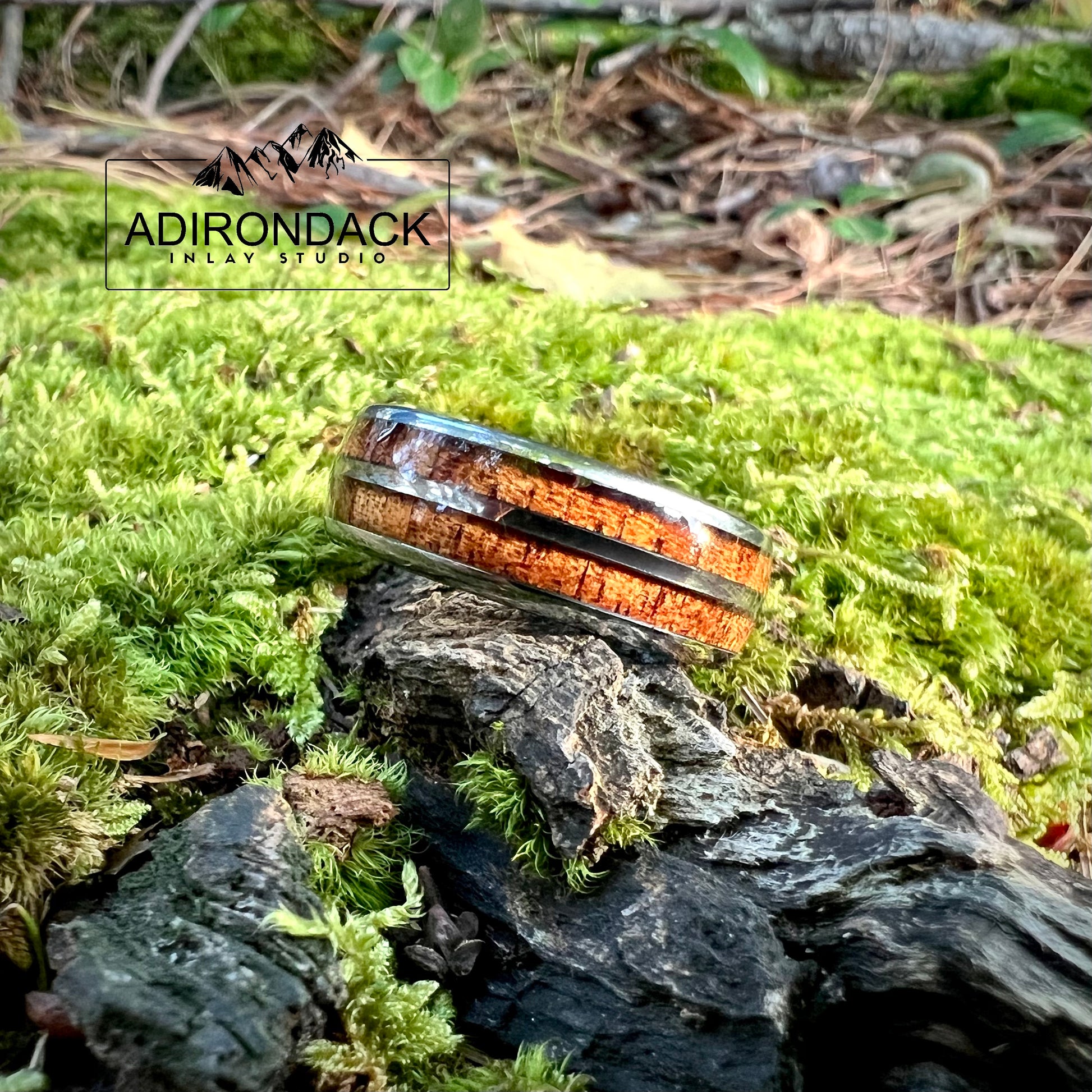 8mm KOA WOOD DOUBLE CHANNEL RING - TUNGSTEN CARBIDE BAND - Premium Custom Jewelry from Adirondack Inlay Studio LLC - Just $124! Shop now at Adirondack Inlay Studio LLC