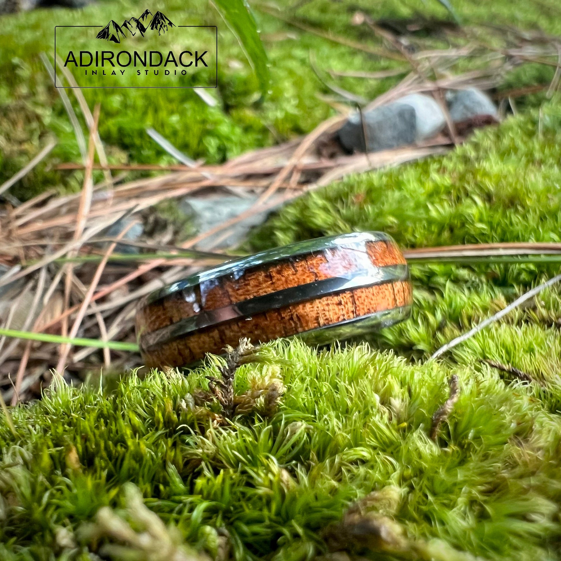 8mm Double Channel Tungsten Band, Koa Wood ring, Wood Inlay ring, Wood Band, Nature Inspired Ring, Wood Mens ring, Wood Womans Ring, Wood Wedding Band - Premium Custom Jewelry from Adirondack Inlay Studio LLC - Just $119! Shop now at Adirondack Inlay Studio LLC