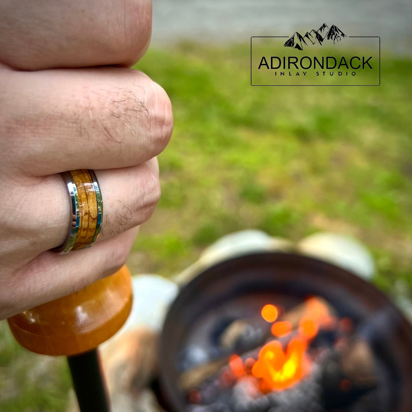 8mm Tungsten Carbide Band, Whisky Wood Band, Whisky Barrel ring, Whisky Band, Wood Inlay Ring, Wood Band, Mens ring, Womans Ring, Alternative Wedding Band - Premium Custom Jewelry from Adirondack Inlay Studio LLC - Just $119! Shop now at Adirondack Inlay Studio LLC