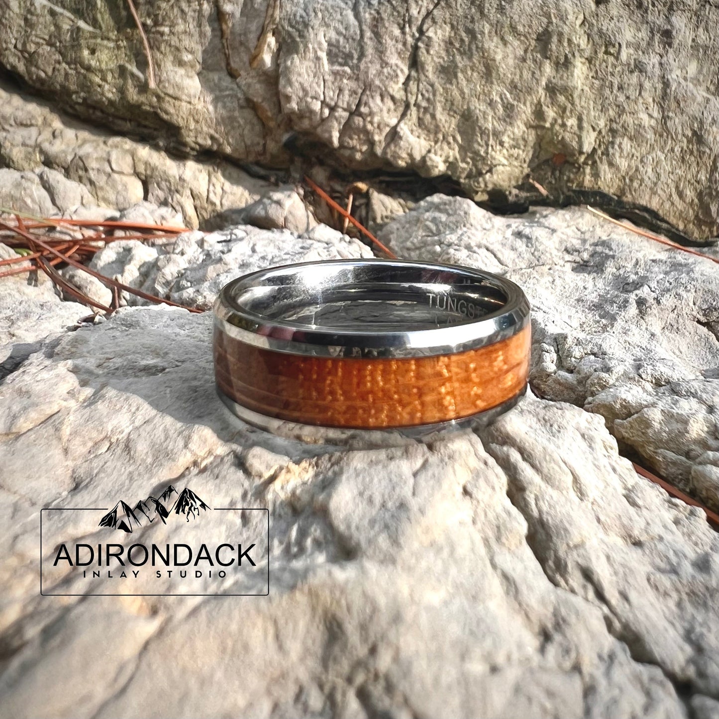 8mm Tungsten Carbide Band, Whisky Wood Band, Whisky Barrel ring, Whisky Band, Wood Inlay Ring, Wood Band, Mens ring, Womans Ring, Alternative Wedding Band - Premium Custom Jewelry from Adirondack Inlay Studio LLC - Just $119! Shop now at Adirondack Inlay Studio LLC