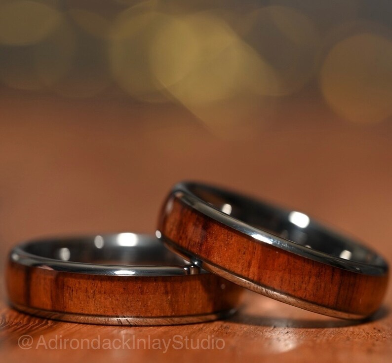 6mm Rounded Tungsten Band, Koa Wood ring, Wood Inlay ring, wood band, nature inspired ring, Mens Wood Ring, Womans Wood Ring, Alternative Wedding Band - Premium Custom Jewelry from Adirondack Inlay Studio LLC - Just $119! Shop now at Adirondack Inlay Studio LLC