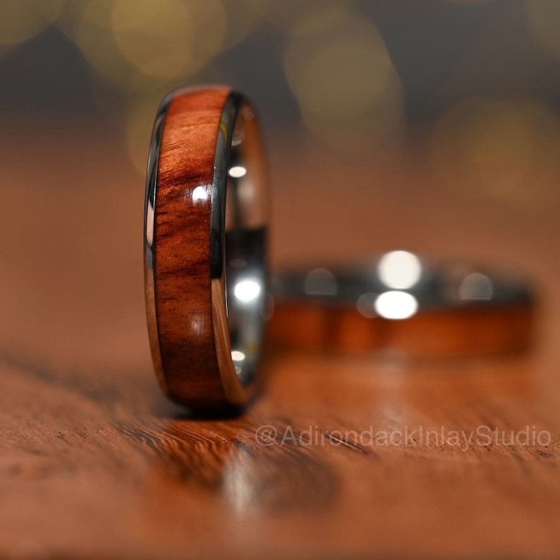 6mm Rounded Tungsten Band, Koa Wood ring, Wood Inlay ring, wood band, nature inspired ring, Mens Wood Ring, Womans Wood Ring, Alternative Wedding Band - Premium Custom Jewelry from Adirondack Inlay Studio LLC - Just $119! Shop now at Adirondack Inlay Studio LLC