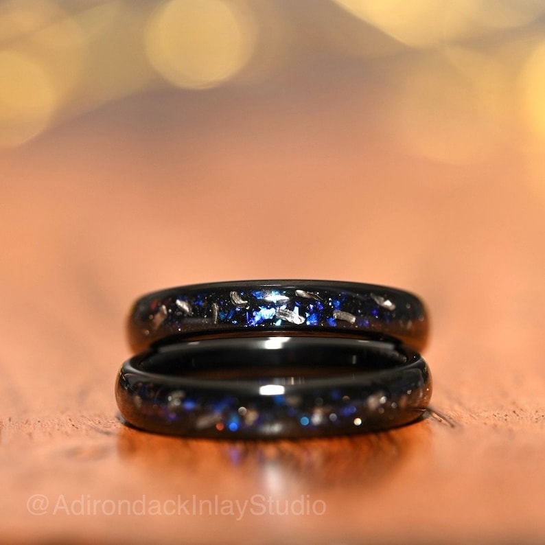 4mm Meteorite ring, Galaxy ring, Orion Nebula Ring, black tungsten ring, mens ring, womans ring, Wedding ring, engagement ring, promise ring - Premium Custom Jewelry from Adirondack Inlay Studio LLC - Just $119! Shop now at Adirondack Inlay Studio LLC