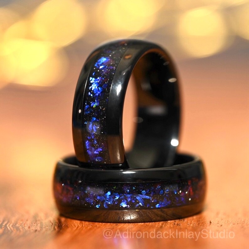 8mm Outer space ring, Galaxy ring, Orion Nebula Ring, black tungsten ring, mens ring, womans ring, Wedding ring, engagement ring, promise ringedding ring, engagement ring, promise ring - Premium Custom Jewelry from Adirondack Inlay Studio LLC - Just $119! Shop now at Adirondack Inlay Studio LLC