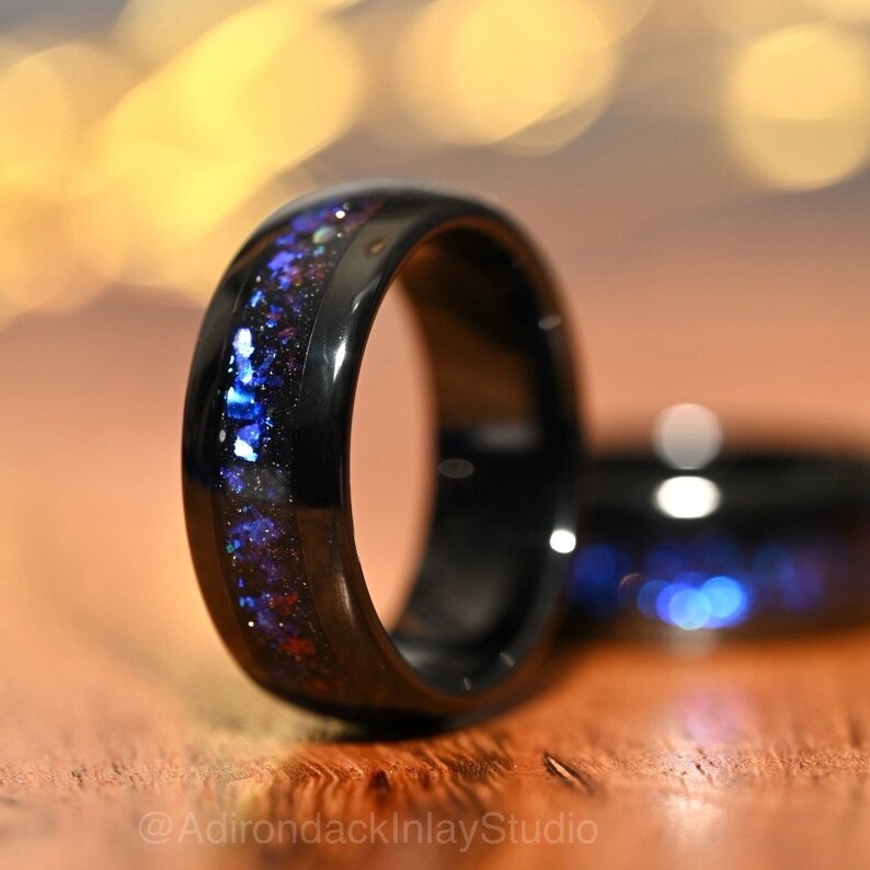 8mm Outer space ring, Galaxy ring, Orion Nebula Ring, black tungsten ring, mens ring, womans ring, Wedding ring, engagement ring, promise ringedding ring, engagement ring, promise ring - Premium Custom Jewelry from Adirondack Inlay Studio LLC - Just $119! Shop now at Adirondack Inlay Studio LLC