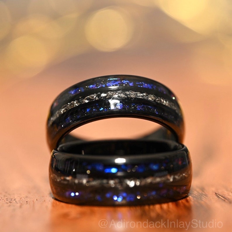 8mm Meteorite ring, Galaxy ring, Nebula Ring, meteorite, black tungsten ring, mens ring, womans ring, Wedding ring, engagement ring, promise ring - Premium Custom Jewelry from Adirondack Inlay Studio LLC - Just $119! Shop now at Adirondack Inlay Studio LLC