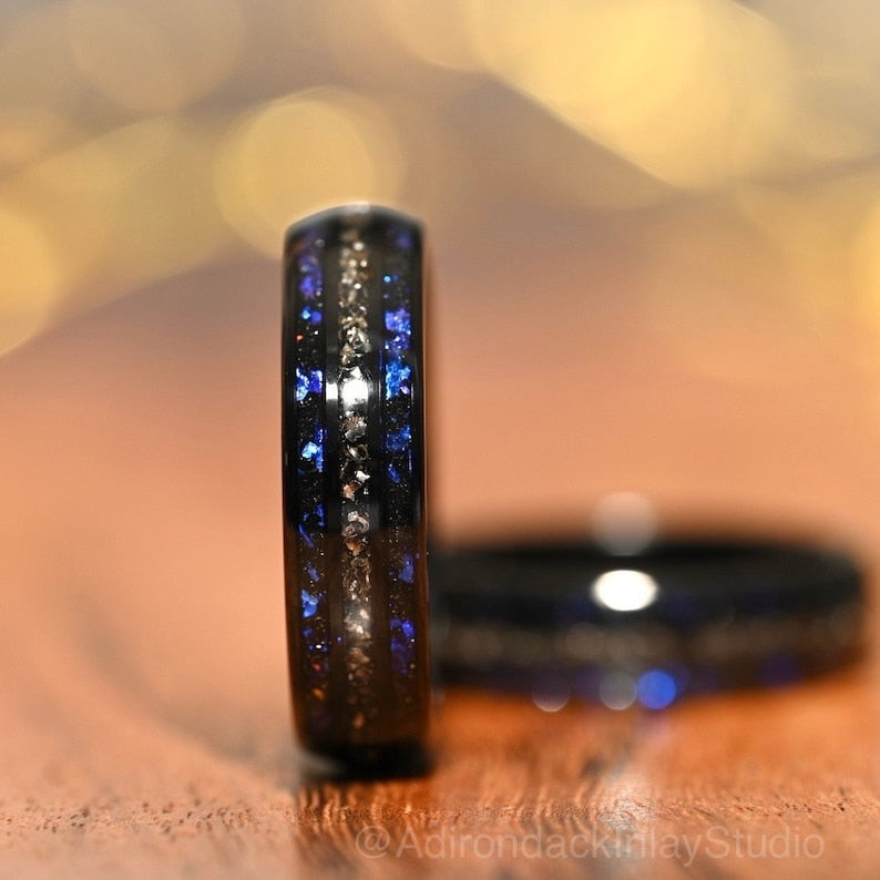 6mm Meteorite ring, Galaxy ring, Nebula Ring, meteorite, black tungsten ring, mens ring, womans ring, Wedding ring, engagement ring, promise ring - Premium Custom Jewelry from Adirondack Inlay Studio LLC - Just $119! Shop now at Adirondack Inlay Studio LLC