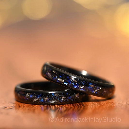 4mm Meteorite ring, Galaxy ring, Orion Nebula Ring, black tungsten ring, mens ring, womans ring, Wedding ring, engagement ring, promise ring - Premium Custom Jewelry from Adirondack Inlay Studio LLC - Just $119! Shop now at Adirondack Inlay Studio LLC