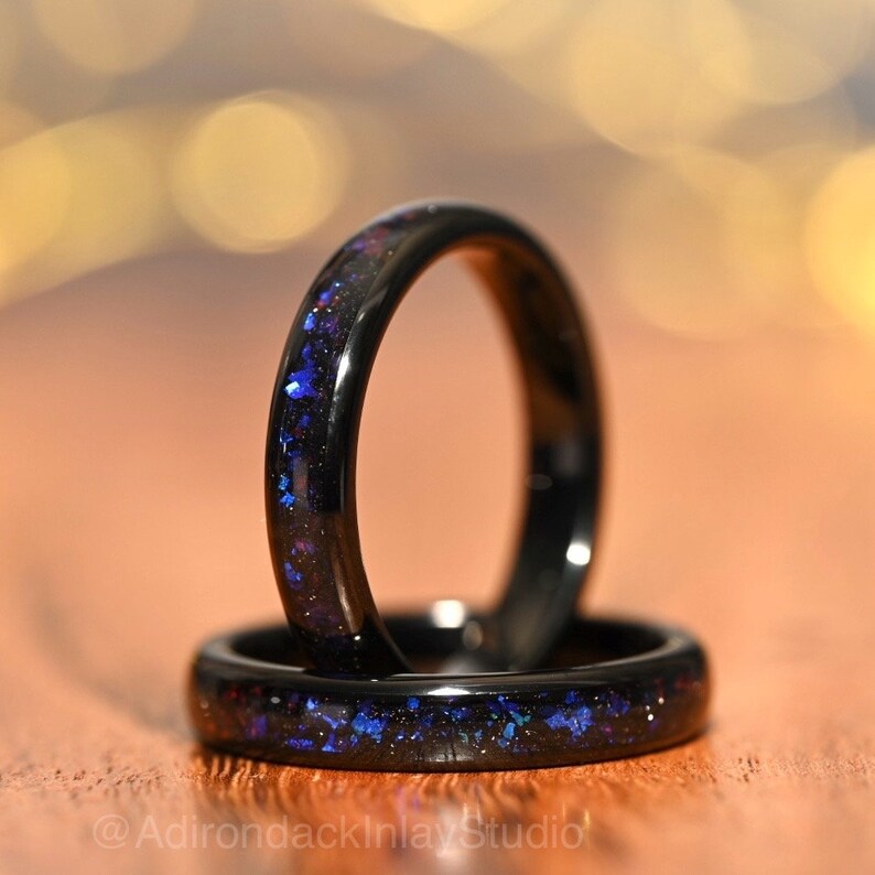 4mm Outer space ring, Galaxy ring, Orion Nebula Ring, black tungsten ring, mens ring, womans ring, Wedding ring, engagement ring, promise ring - Premium Custom Jewelry from Adirondack Inlay Studio LLC - Just $119! Shop now at Adirondack Inlay Studio LLC