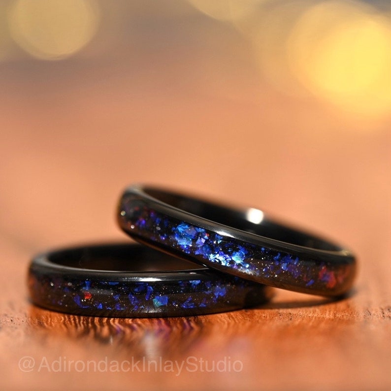 4mm Outer space ring, Galaxy ring, Orion Nebula Ring, black tungsten ring, mens ring, womans ring, Wedding ring, engagement ring, promise ring - Premium Custom Jewelry from Adirondack Inlay Studio LLC - Just $119! Shop now at Adirondack Inlay Studio LLC