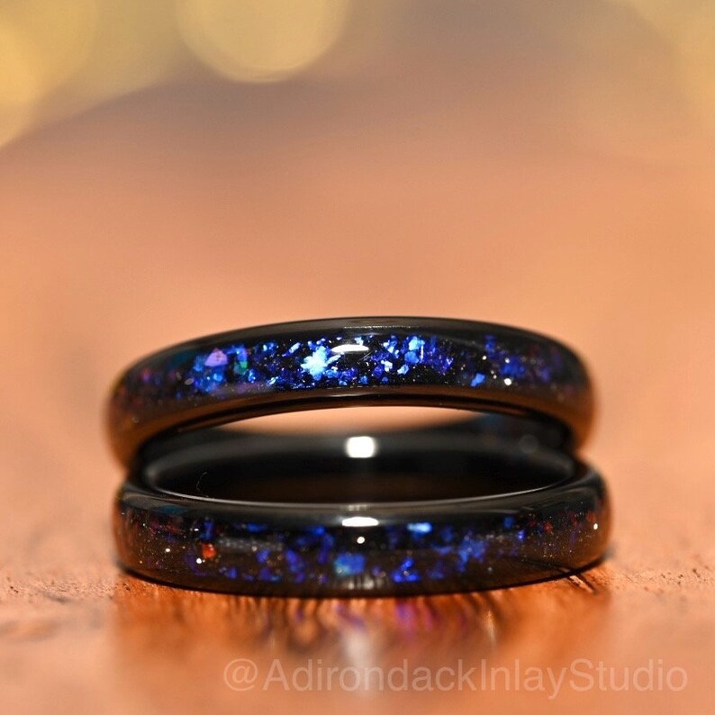 4mm Outer space ring, Galaxy ring, Orion Nebula Ring, black tungsten ring, mens ring, womans ring, Wedding ring, engagement ring, promise ring - Premium Custom Jewelry from Adirondack Inlay Studio LLC - Just $119! Shop now at Adirondack Inlay Studio LLC