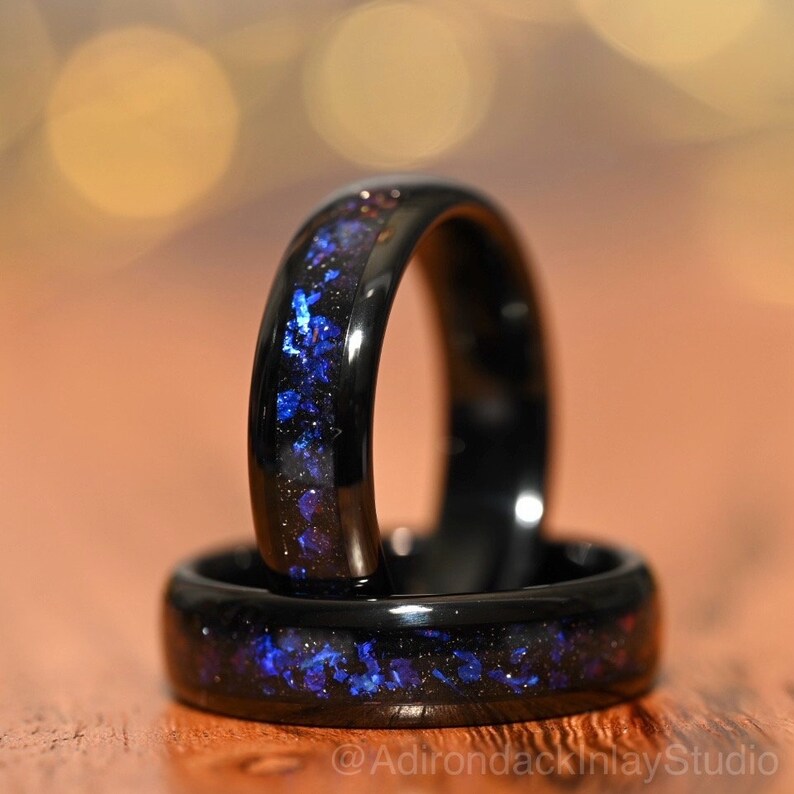 6mm Outer space ring, Galaxy ring, Nebula Ring, black tungsten ring, mens ring, womans ring, Wedding ring, engagement ring, promise ring - Premium Custom Jewelry from Adirondack Inlay Studio LLC - Just $119! Shop now at Adirondack Inlay Studio LLC