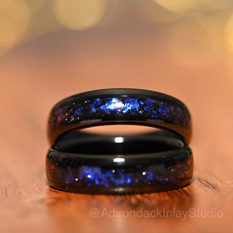 6mm Outer space ring, Galaxy ring, Nebula Ring, black tungsten ring, mens ring, womans ring, Wedding ring, engagement ring, promise ring - Premium Custom Jewelry from Adirondack Inlay Studio LLC - Just $119! Shop now at Adirondack Inlay Studio LLC
