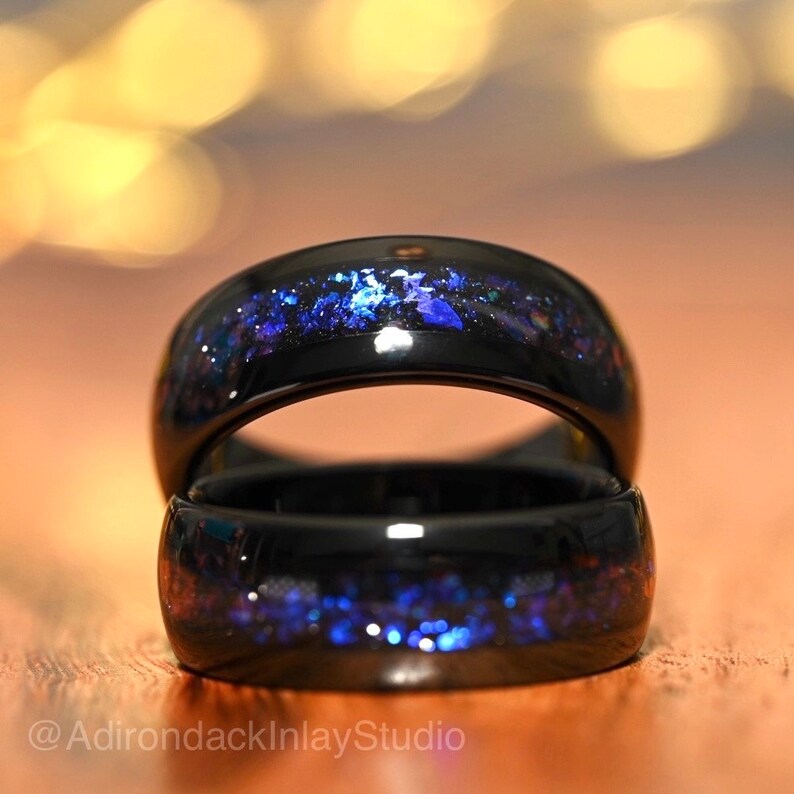 8mm Outer space ring, Galaxy ring, Orion Nebula Ring, black tungsten ring, mens ring, womans ring, Wedding ring, engagement ring, promise ringedding ring, engagement ring, promise ring - Premium Custom Jewelry from Adirondack Inlay Studio LLC - Just $119! Shop now at Adirondack Inlay Studio LLC