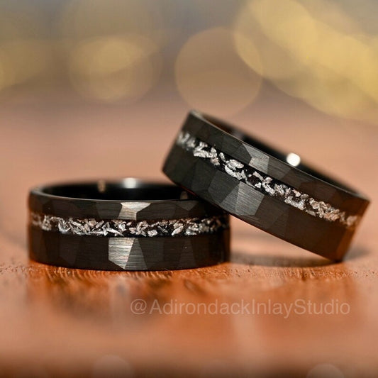 8mm Meteorite ring, Galaxy ring, Nebula Ring, black tungsten ring, mens ring, womans ring, Wedding ring, engagement ring, promise ring - Premium Custom Jewelry from Adirondack Inlay Studio LLC - Just $119! Shop now at Adirondack Inlay Studio LLC