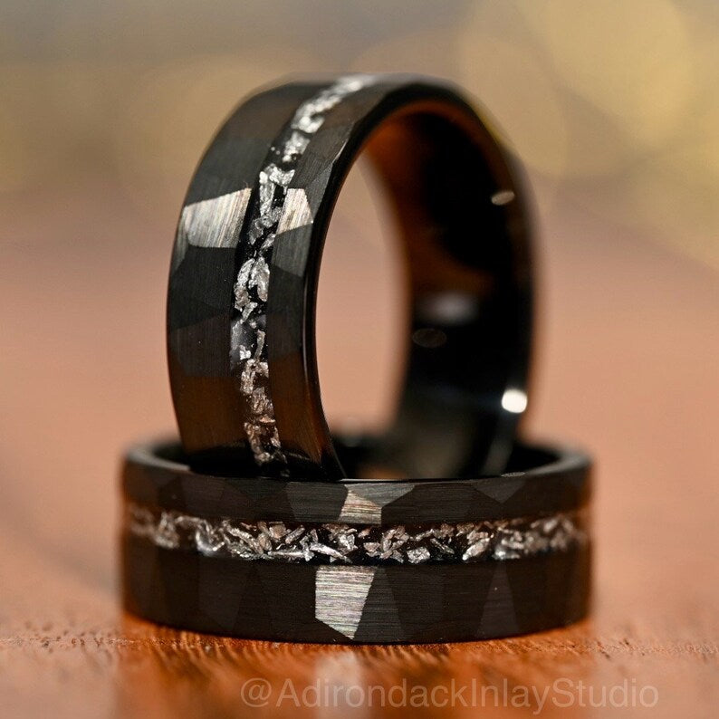 8mm Meteorite ring, Galaxy ring, Nebula Ring, black tungsten ring, mens ring, womans ring, Wedding ring, engagement ring, promise ring - Premium Custom Jewelry from Adirondack Inlay Studio LLC - Just $119! Shop now at Adirondack Inlay Studio LLC