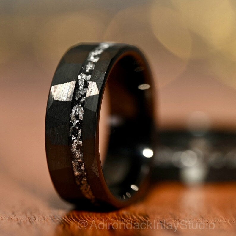 8mm Meteorite ring, Galaxy ring, Nebula Ring, black tungsten ring, mens ring, womans ring, Wedding ring, engagement ring, promise ring - Premium Custom Jewelry from Adirondack Inlay Studio LLC - Just $119! Shop now at Adirondack Inlay Studio LLC