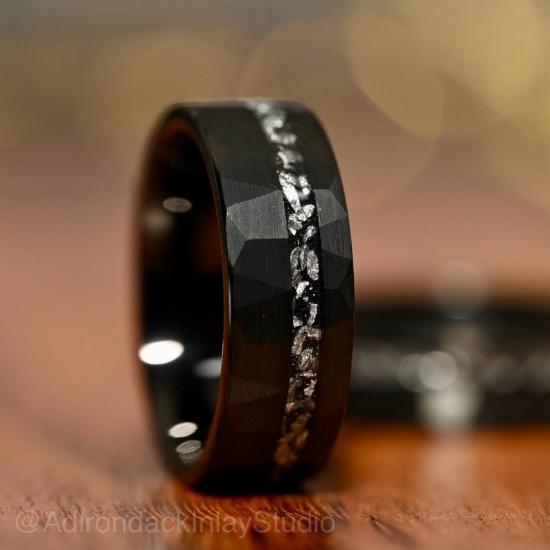 8mm Meteorite ring, Galaxy ring, Nebula Ring, black tungsten ring, mens ring, womans ring, Wedding ring, engagement ring, promise ring - Premium Custom Jewelry from Adirondack Inlay Studio LLC - Just $119! Shop now at Adirondack Inlay Studio LLC