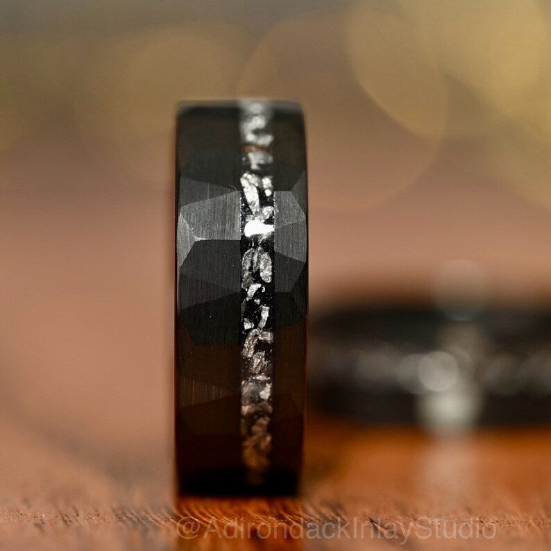 8mm Meteorite ring, Galaxy ring, Nebula Ring, black tungsten ring, mens ring, womans ring, Wedding ring, engagement ring, promise ring - Premium Custom Jewelry from Adirondack Inlay Studio LLC - Just $119! Shop now at Adirondack Inlay Studio LLC