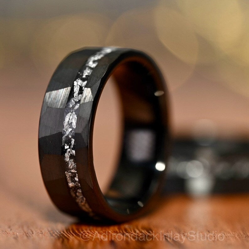 8mm Meteorite ring, Galaxy ring, Nebula Ring, black tungsten ring, mens ring, womans ring, Wedding ring, engagement ring, promise ring - Premium Custom Jewelry from Adirondack Inlay Studio LLC - Just $119! Shop now at Adirondack Inlay Studio LLC