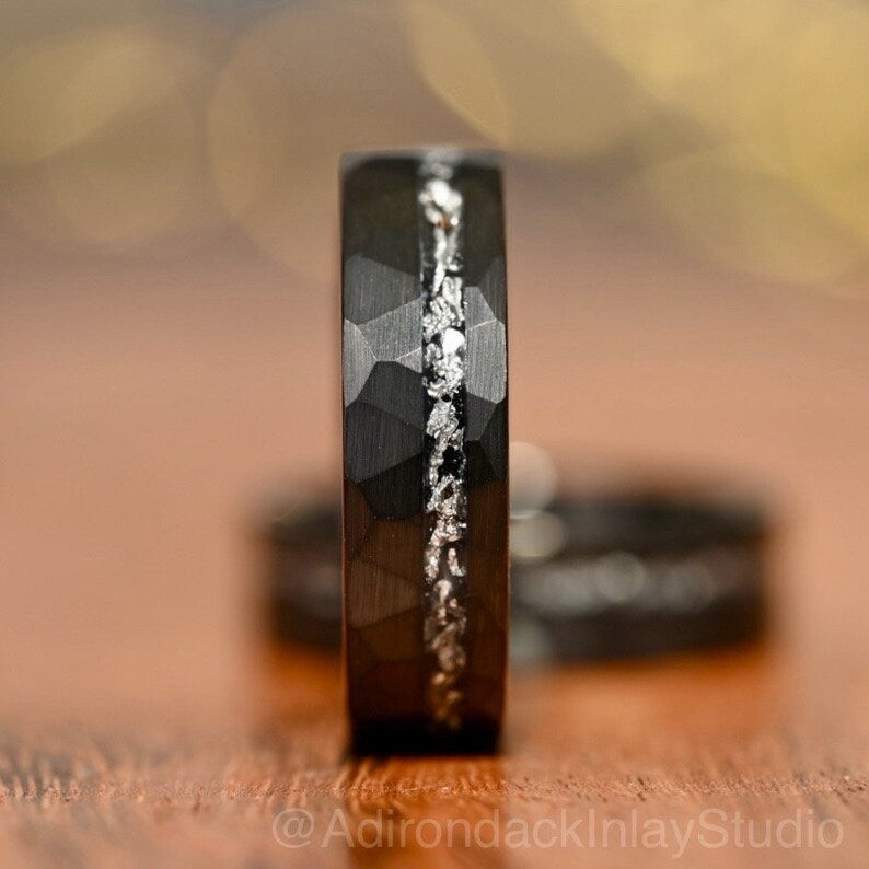 6mm Meteorite ring, Galaxy ring, Nebula Ring, black tungsten ring, mens ring, womans ring, Wedding ring, engagement ring, promise ring - Premium Custom Jewelry from Adirondack Inlay Studio LLC - Just $119! Shop now at Adirondack Inlay Studio LLC