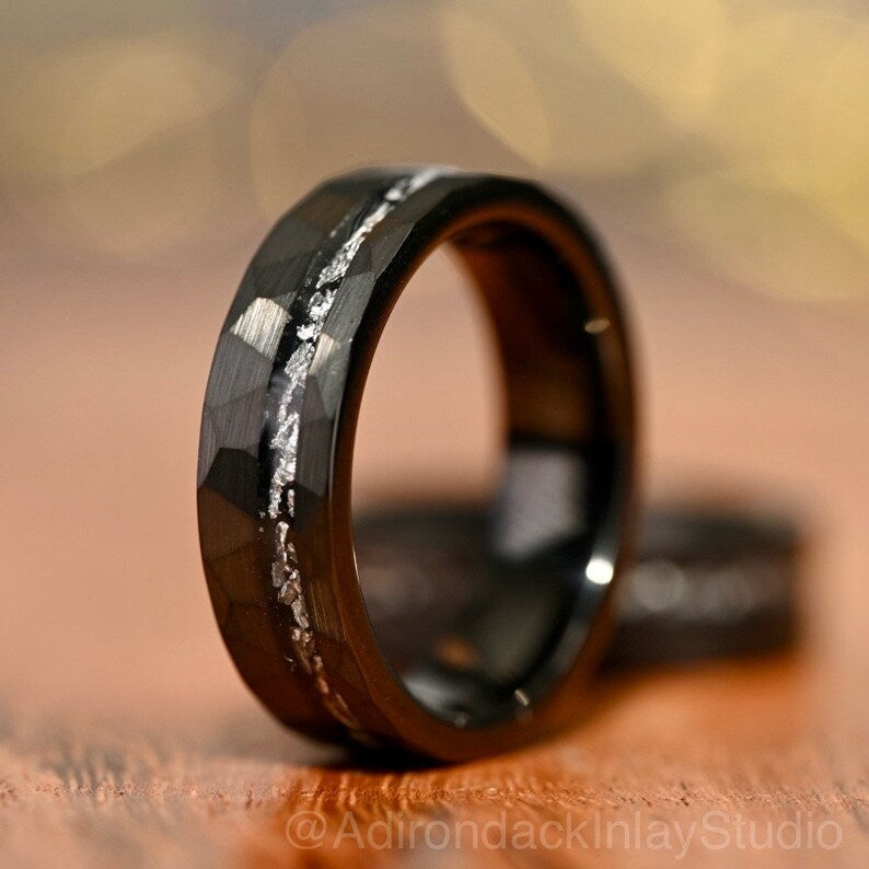 6mm Meteorite ring, Galaxy ring, Nebula Ring, black tungsten ring, mens ring, womans ring, Wedding ring, engagement ring, promise ring - Premium Custom Jewelry from Adirondack Inlay Studio LLC - Just $119! Shop now at Adirondack Inlay Studio LLC