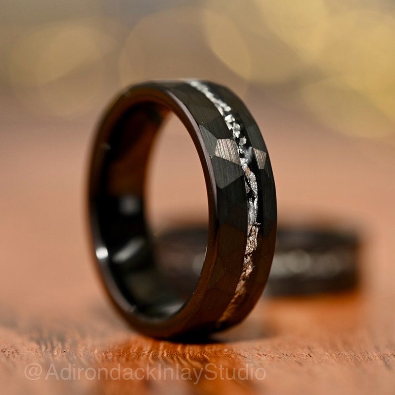 6mm Meteorite ring, Galaxy ring, Nebula Ring, black tungsten ring, mens ring, womans ring, Wedding ring, engagement ring, promise ring - Premium Custom Jewelry from Adirondack Inlay Studio LLC - Just $119! Shop now at Adirondack Inlay Studio LLC