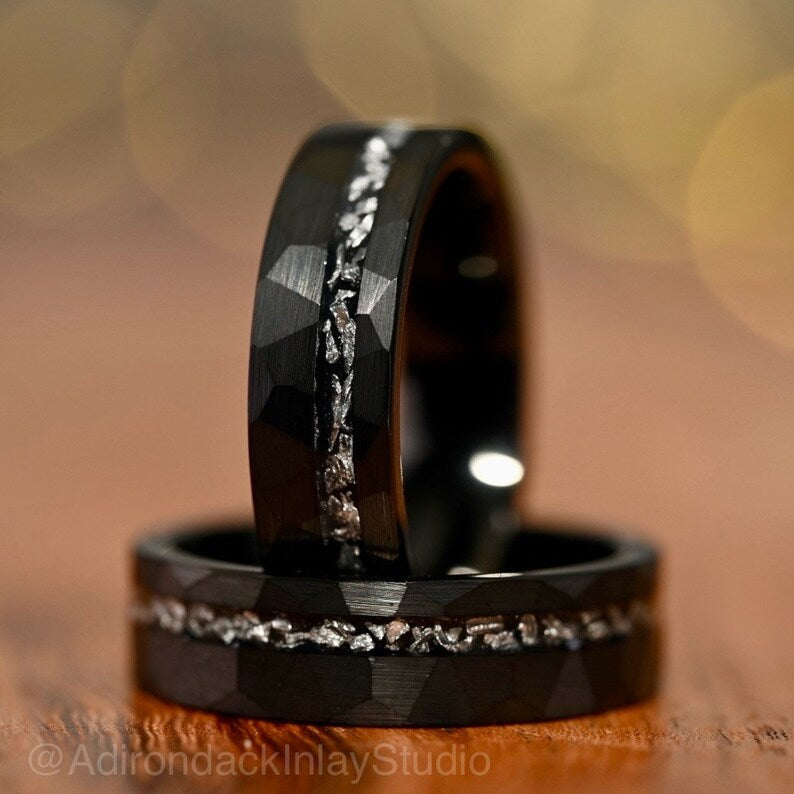 6mm Meteorite ring, Galaxy ring, Nebula Ring, black tungsten ring, mens ring, womans ring, Wedding ring, engagement ring, promise ring - Premium Custom Jewelry from Adirondack Inlay Studio LLC - Just $119! Shop now at Adirondack Inlay Studio LLC