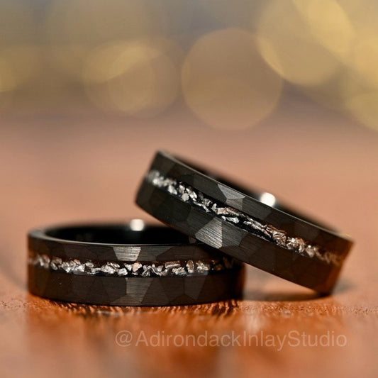 6mm Meteorite ring, Galaxy ring, Nebula Ring, black tungsten ring, mens ring, womans ring, Wedding ring, engagement ring, promise ring - Premium Custom Jewelry from Adirondack Inlay Studio LLC - Just $119! Shop now at Adirondack Inlay Studio LLC