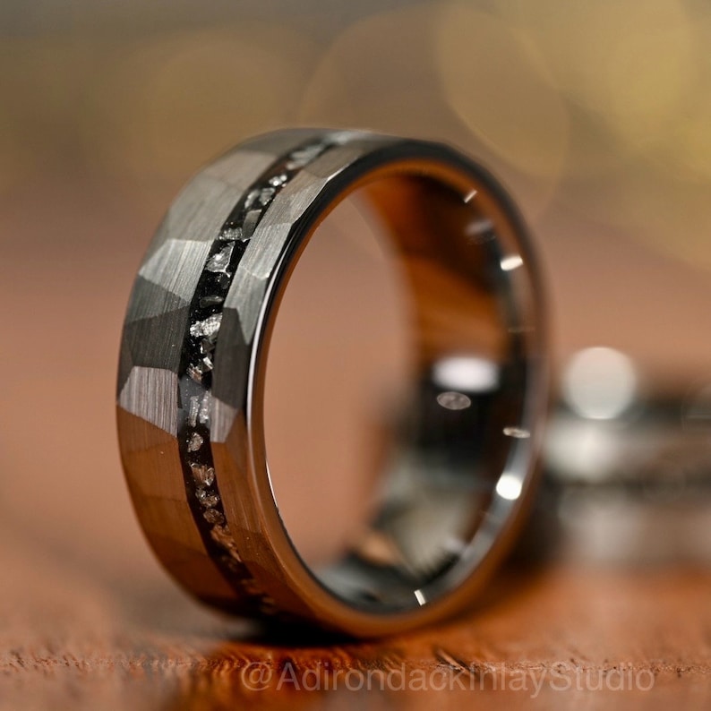8mm Meteorite ring, Galaxy ring, Nebula Ring, tungsten ring, mens ring, womans ring, Wedding ring, engagement ring, promise ring - Premium Custom Jewelry from Adirondack Inlay Studio LLC - Just $119! Shop now at Adirondack Inlay Studio LLC
