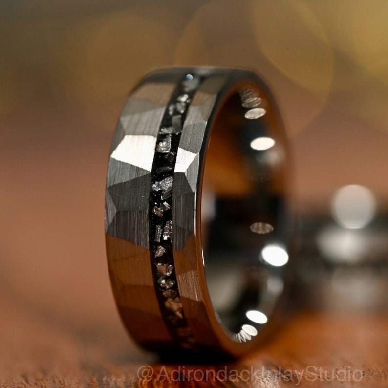 8mm Meteorite ring, Galaxy ring, Nebula Ring, tungsten ring, mens ring, womans ring, Wedding ring, engagement ring, promise ring - Premium Custom Jewelry from Adirondack Inlay Studio LLC - Just $119! Shop now at Adirondack Inlay Studio LLC