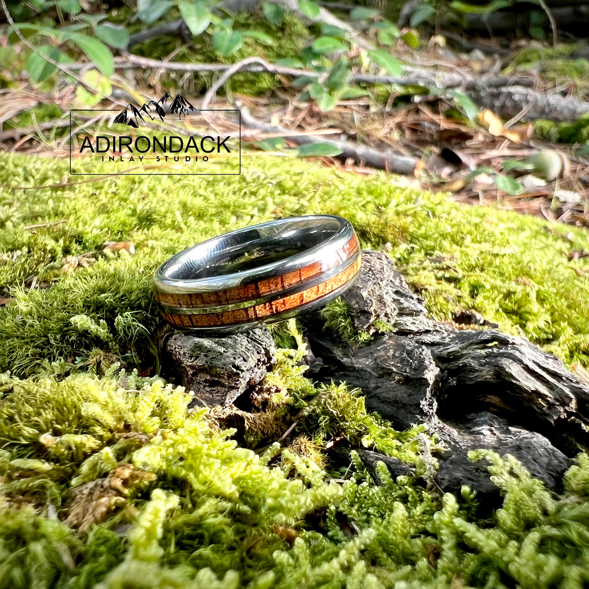 6mm KOA WOOD DOUBLE CHANNEL RING - TUNGSTEN CARBIDE BAND - Premium Custom Jewelry from Adirondack Inlay Studio LLC - Just $124! Shop now at Adirondack Inlay Studio LLC