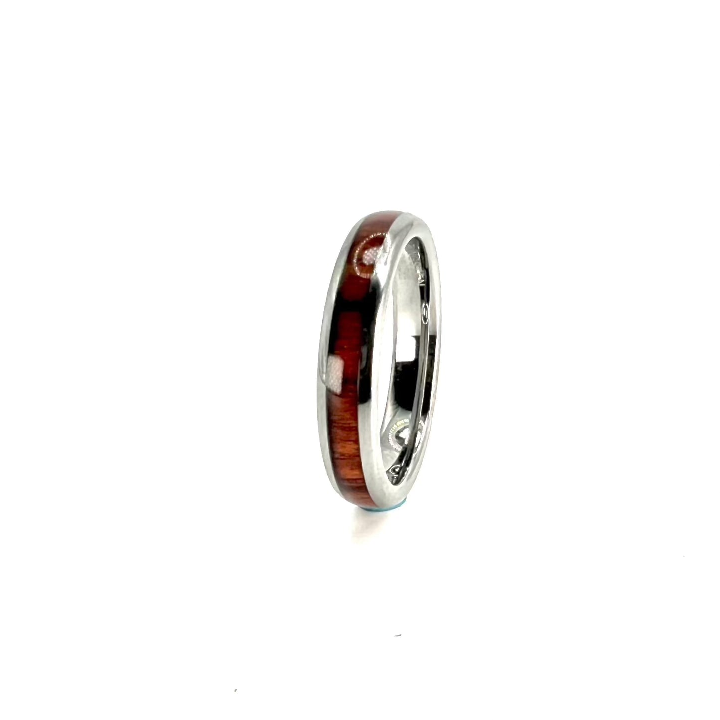4mm Tungsten Ring, Koa Wood ring, Wood Inlay ring, wood band, nature inspired ring, Mens Wood Ring, Womans Wood Ring, Nature Wedding Band - Premium Custom Jewelry from Adirondack Inlay Studio LLC - Just $119! Shop now at Adirondack Inlay Studio LLC