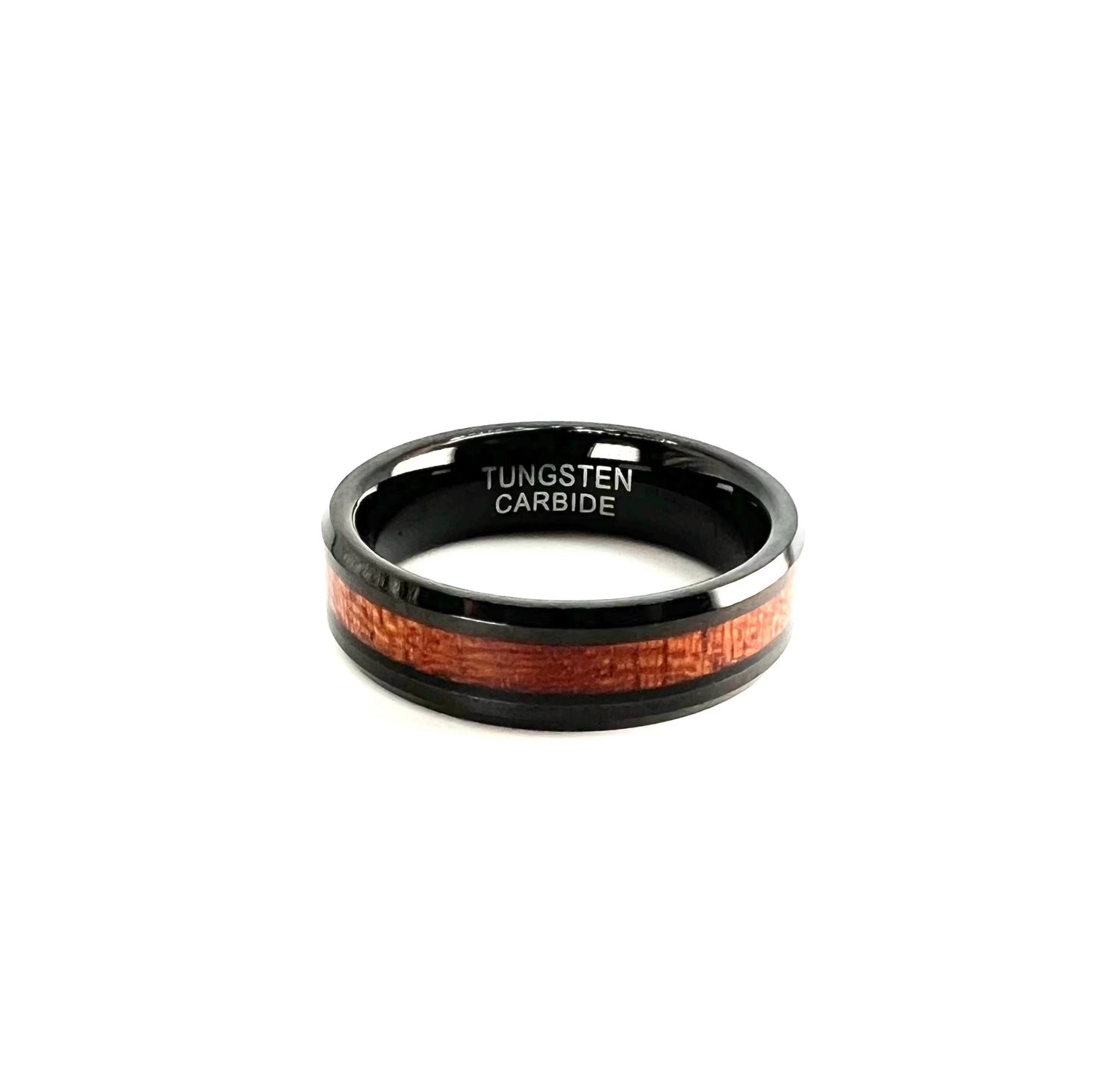 6mm Black Tungsten Band, Koa Wood ring, Wood Inlay ring, wood band, nature inspired ring, Wood Mens Ring, Wood Womans Ring, Nature Wedding Ring - Premium Custom Jewelry from Adirondack Inlay Studio LLC - Just $119! Shop now at Adirondack Inlay Studio LLC