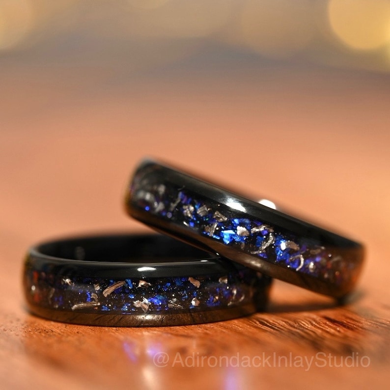 6mm Meteorite ring, Galaxy ring, Orion Nebula Ring, black tungsten ring, mens ring, womans ring, Wedding ring, engagement ring, promise ring - Premium Custom Jewelry from Adirondack Inlay Studio LLC - Just $119! Shop now at Adirondack Inlay Studio LLC