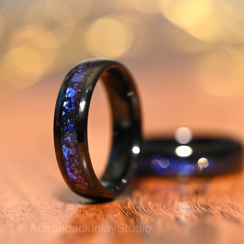 6mm Outer space ring, Galaxy ring, Nebula Ring, black tungsten ring, mens ring, womans ring, Wedding ring, engagement ring, promise ring - Premium Custom Jewelry from Adirondack Inlay Studio LLC - Just $119! Shop now at Adirondack Inlay Studio LLC