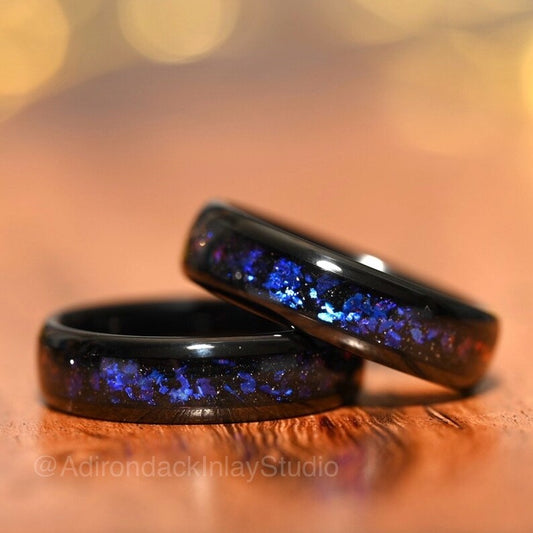 6mm Outer space ring, Galaxy ring, Nebula Ring, black tungsten ring, mens ring, womans ring, Wedding ring, engagement ring, promise ring - Premium Custom Jewelry from Adirondack Inlay Studio LLC - Just $119! Shop now at Adirondack Inlay Studio LLC