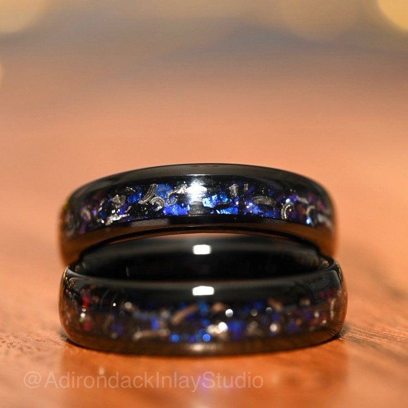 6mm Meteorite ring, Galaxy ring, Orion Nebula Ring, black tungsten ring, mens ring, womans ring, Wedding ring, engagement ring, promise ring - Premium Custom Jewelry from Adirondack Inlay Studio LLC - Just $119! Shop now at Adirondack Inlay Studio LLC