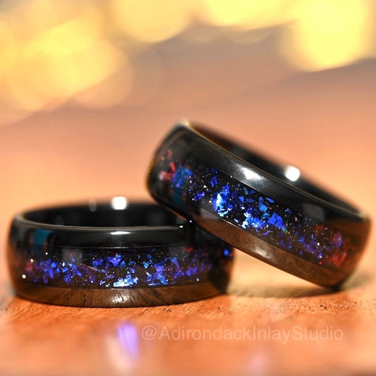 8mm Outer space ring, Galaxy ring, Orion Nebula Ring, black tungsten ring, mens ring, womans ring, Wedding ring, engagement ring, promise ringedding ring, engagement ring, promise ring - Premium Custom Jewelry from Adirondack Inlay Studio LLC - Just $119! Shop now at Adirondack Inlay Studio LLC